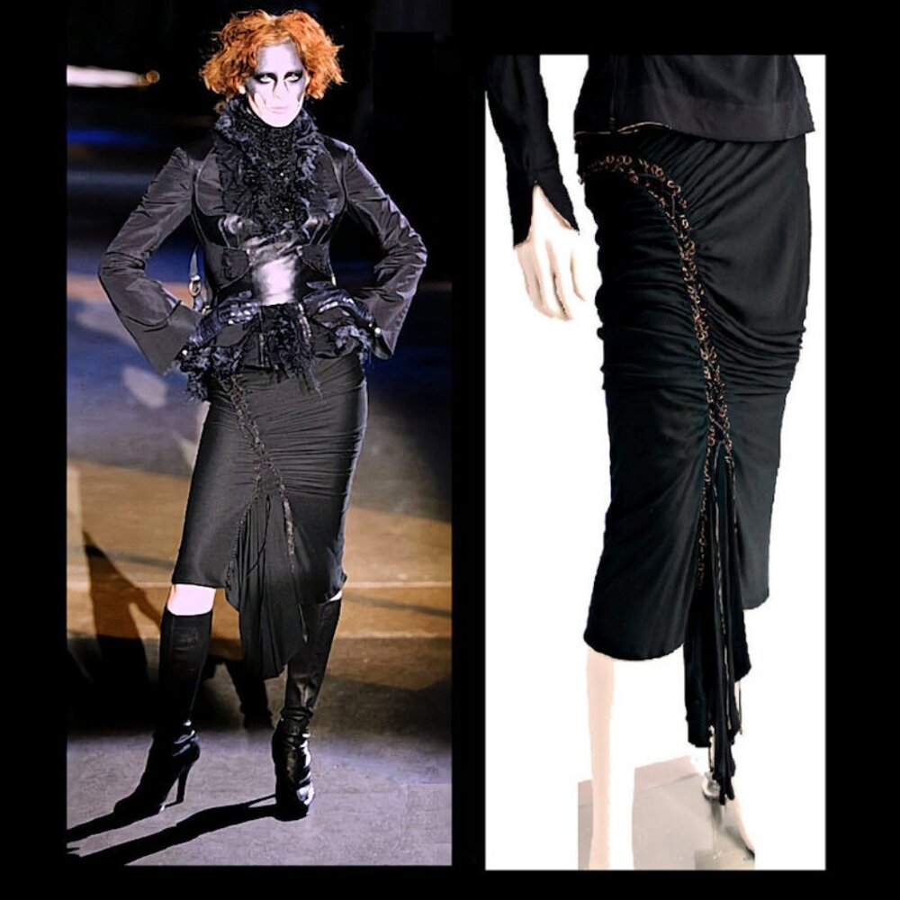 ALEXANDER McQUEEN Vintage 2002 A/W Runway Supercalifragilistic Lace Up Skirt